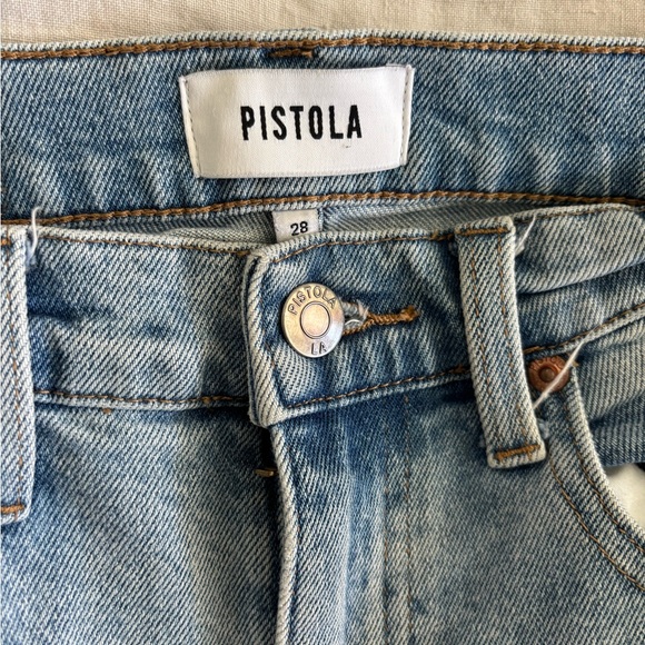 Pistola Light Wash Denim with Raw Hem and Distressed Details Vintage Feel Sz 28 - Picture 10 of 12